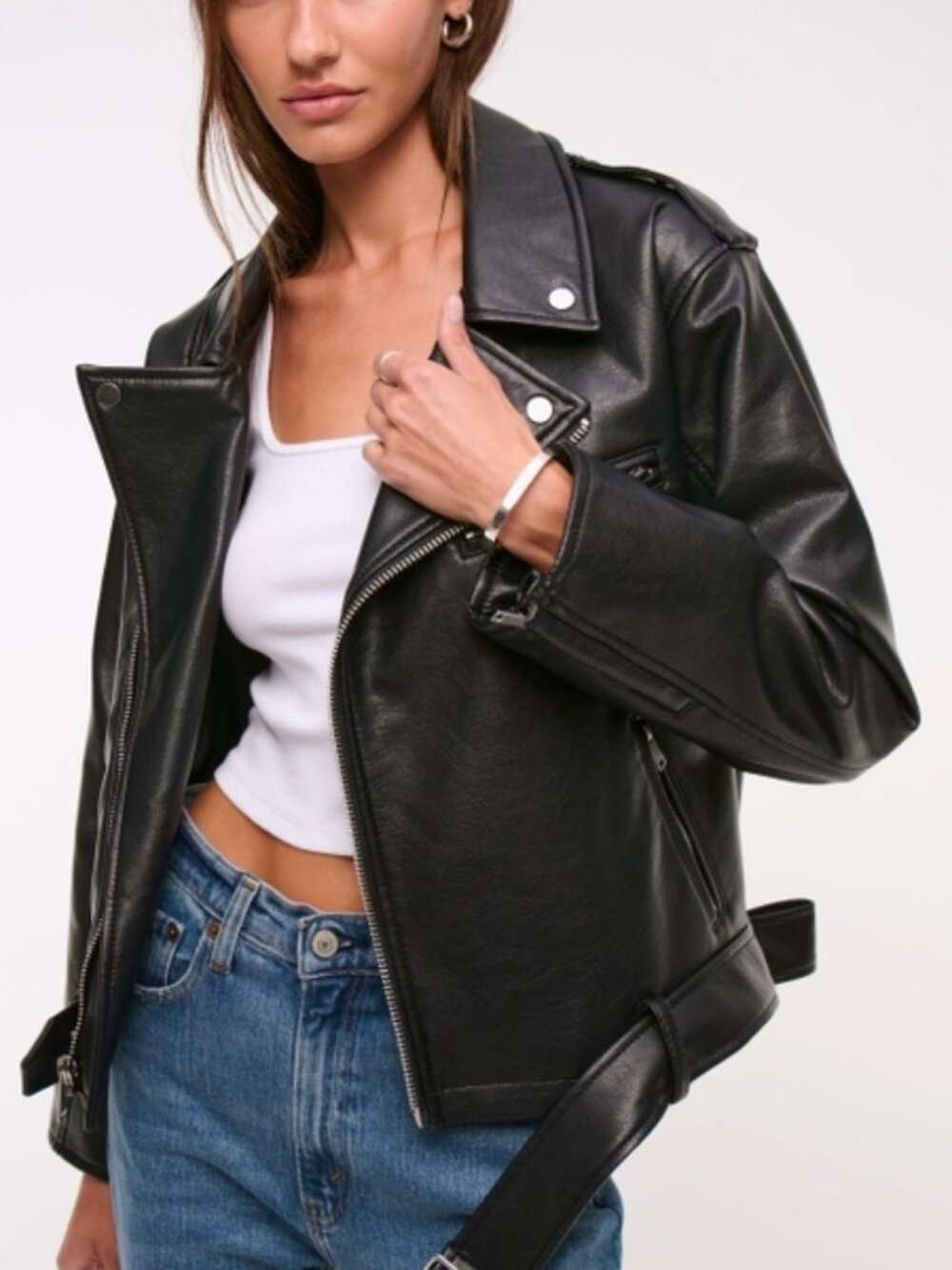 Abercrombie & Fitch Black Faux Leather Moto Jacket